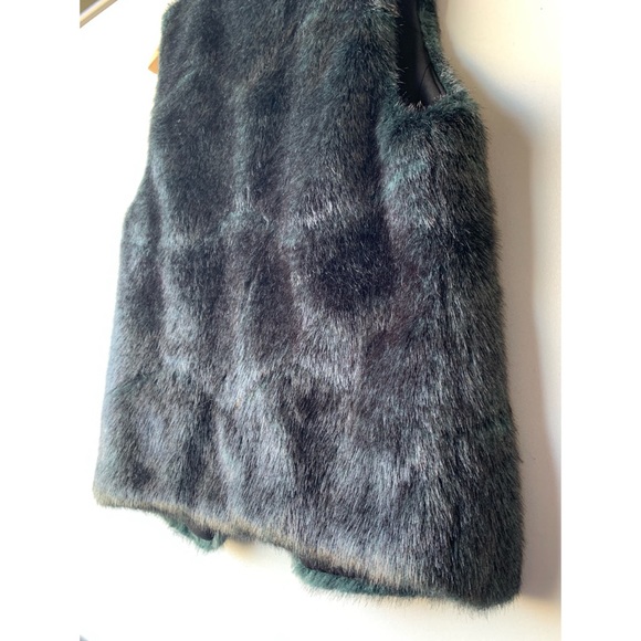 COPY - Small, Club Monaco, teal green faux fur vest - Picture 6 of 12